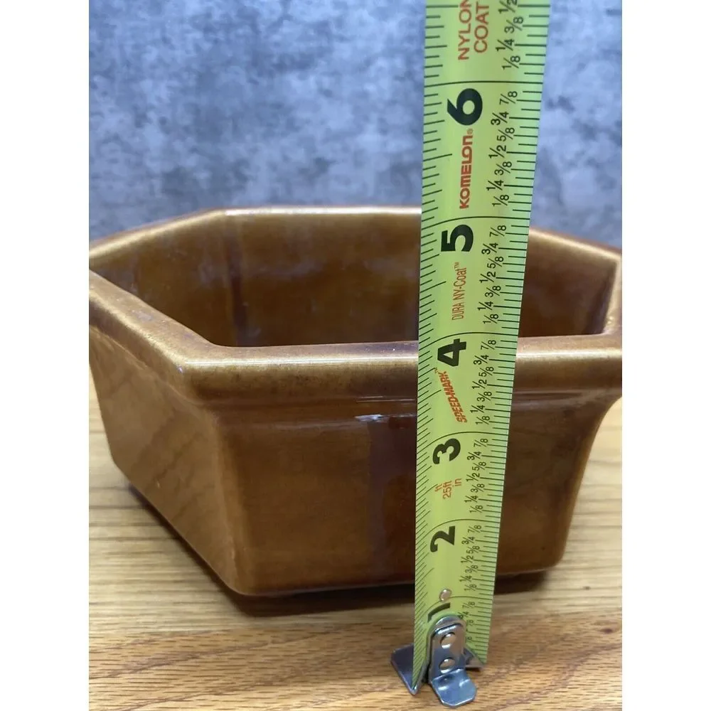 Vintage‎ Haeger Pottery Brown Hexagon Planter 9